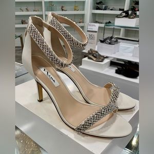 Nina Glamorous & Elegant Sexy Ivory Luster satin rhinestone, stiletto sandal